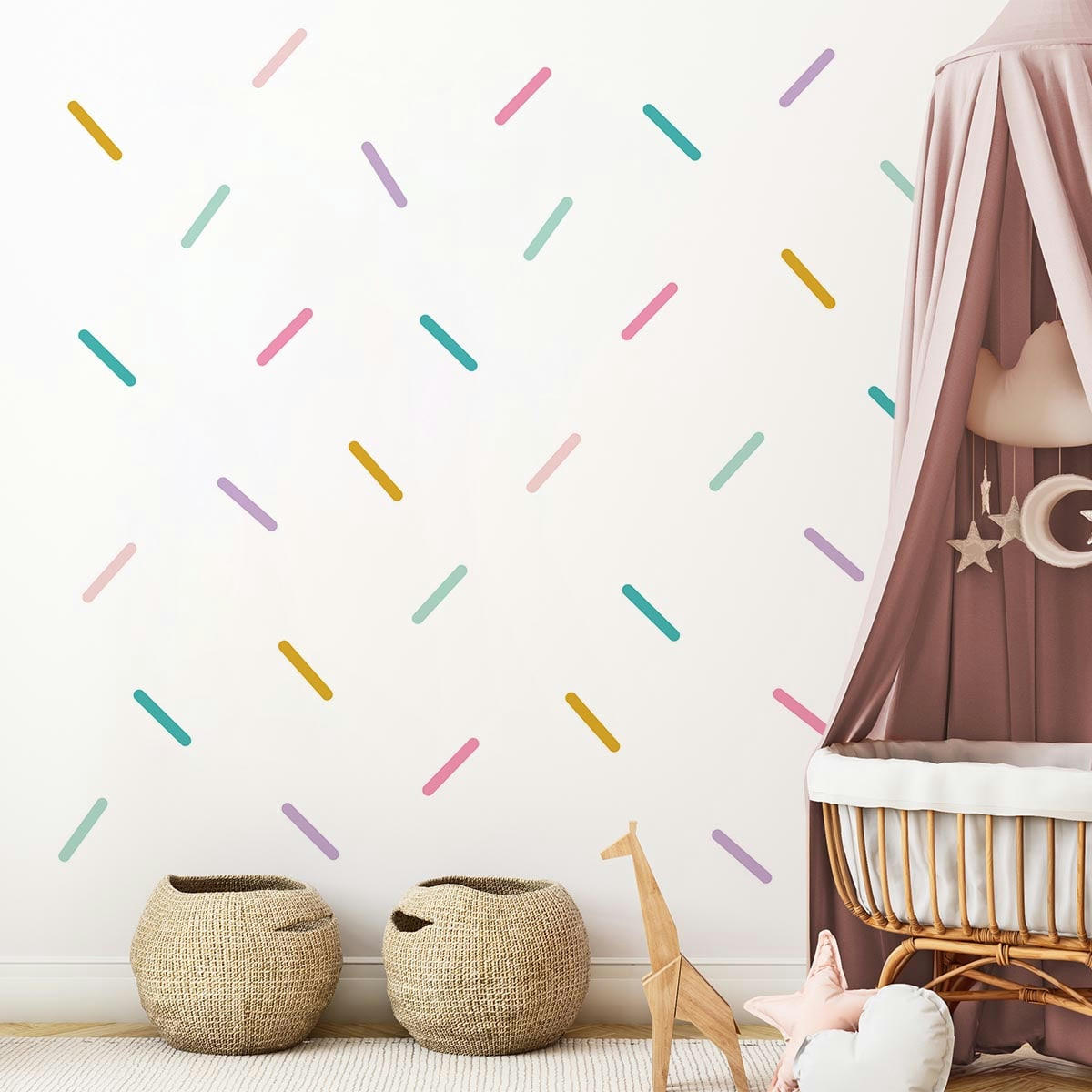 CONFETTI - Stickers muraux en vinyle confettis rose et lilas