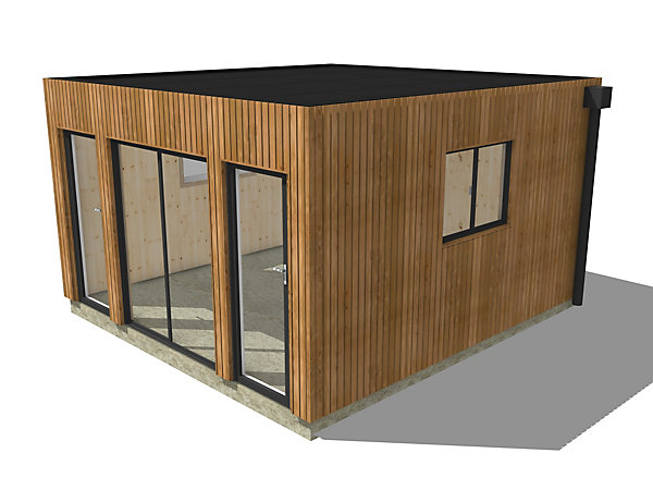 Bureau de jardin 4 saisons en bois 4,4 x 4,6 x 2,7 m / isolation RE2020