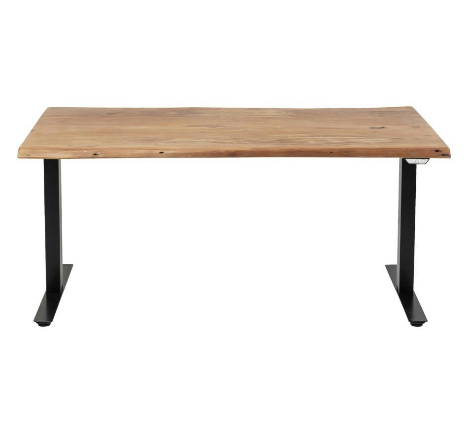 SMART - Bureau réglable assis-debout acacia brut et acier noir L160