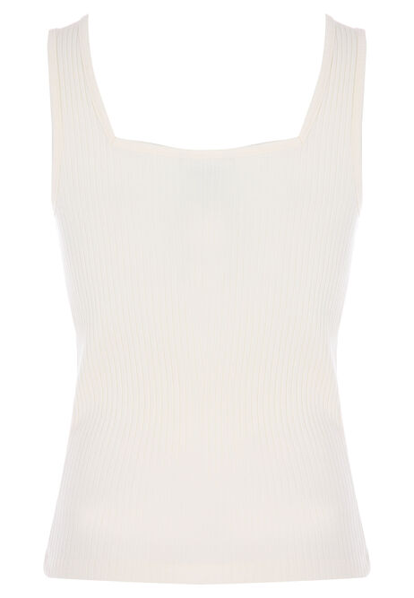 Womens Cream Ribbed Square Neckline Vest Top
