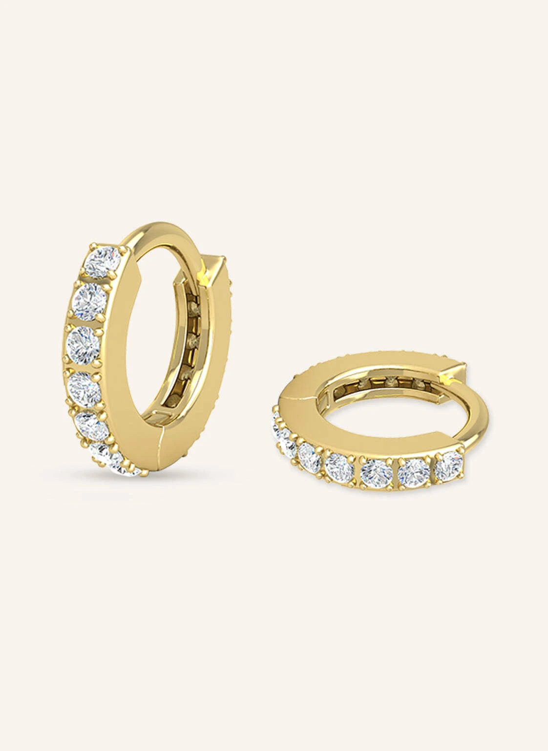VEYNOU Creolen MINI HUGGIES aus 14 Karat Gelbgold und 0,33ct. Lab-Grown Diamanten