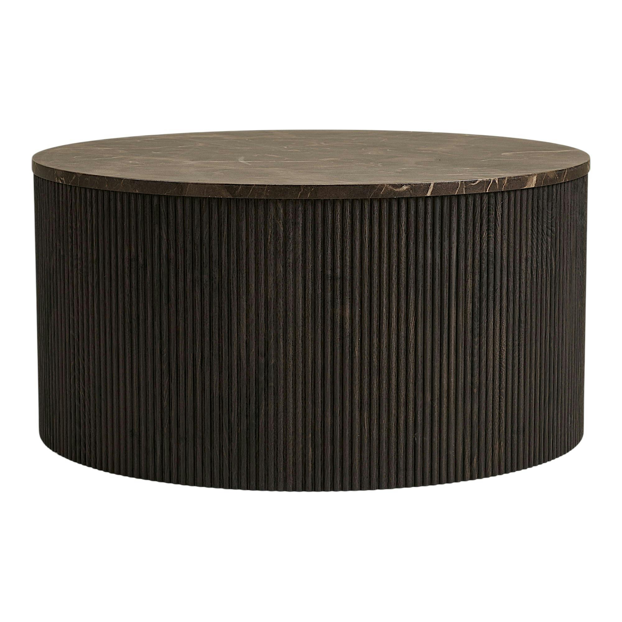Table basse ronde effet marbre brun pied strié Ø80 cm TORANO