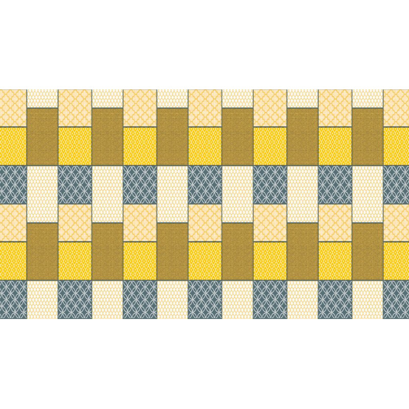 Nappe en PVC non tissé Bonita jaune et bleu 140 cm au mètre