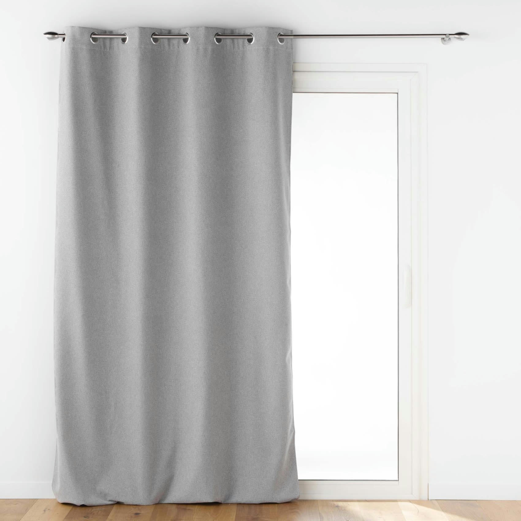 - Rideau isolant doublé polaire polyester gris clair 140x260 cm