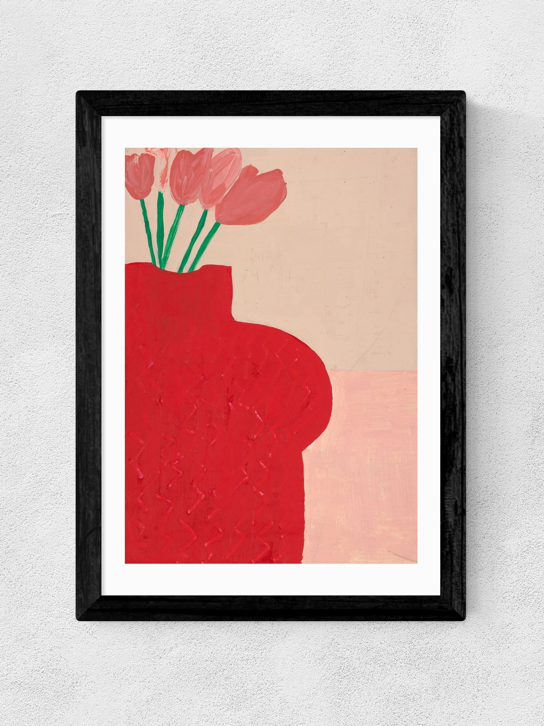 East End Prints Black Red Bust Vase Wall Art Print by Lucy Muss