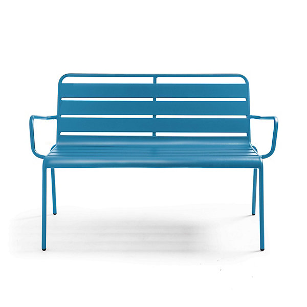 Banc de jardin en métal bleu pacific PalavasOviala