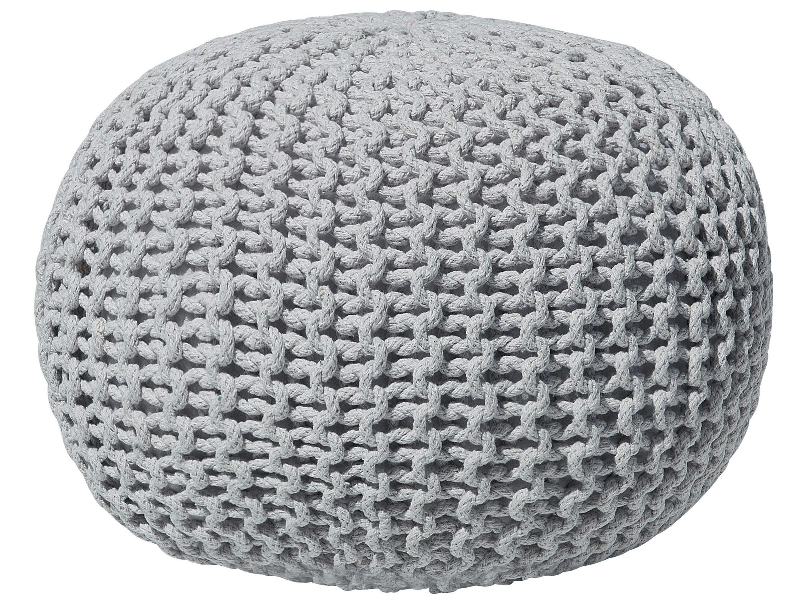 CONRAD - Pouf en coton gris clair 50 x 35 cm