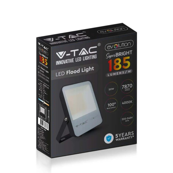 Naświetlacz halogen 50185czarny LED 50W 7870lm biały zimny IP65 V-TAC