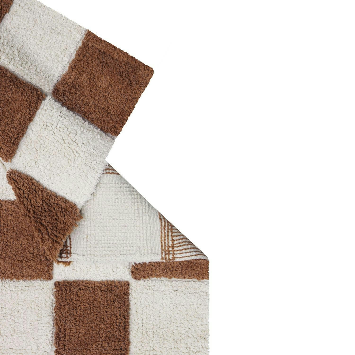 - Tapis damier café et beige 120 x 160 cm