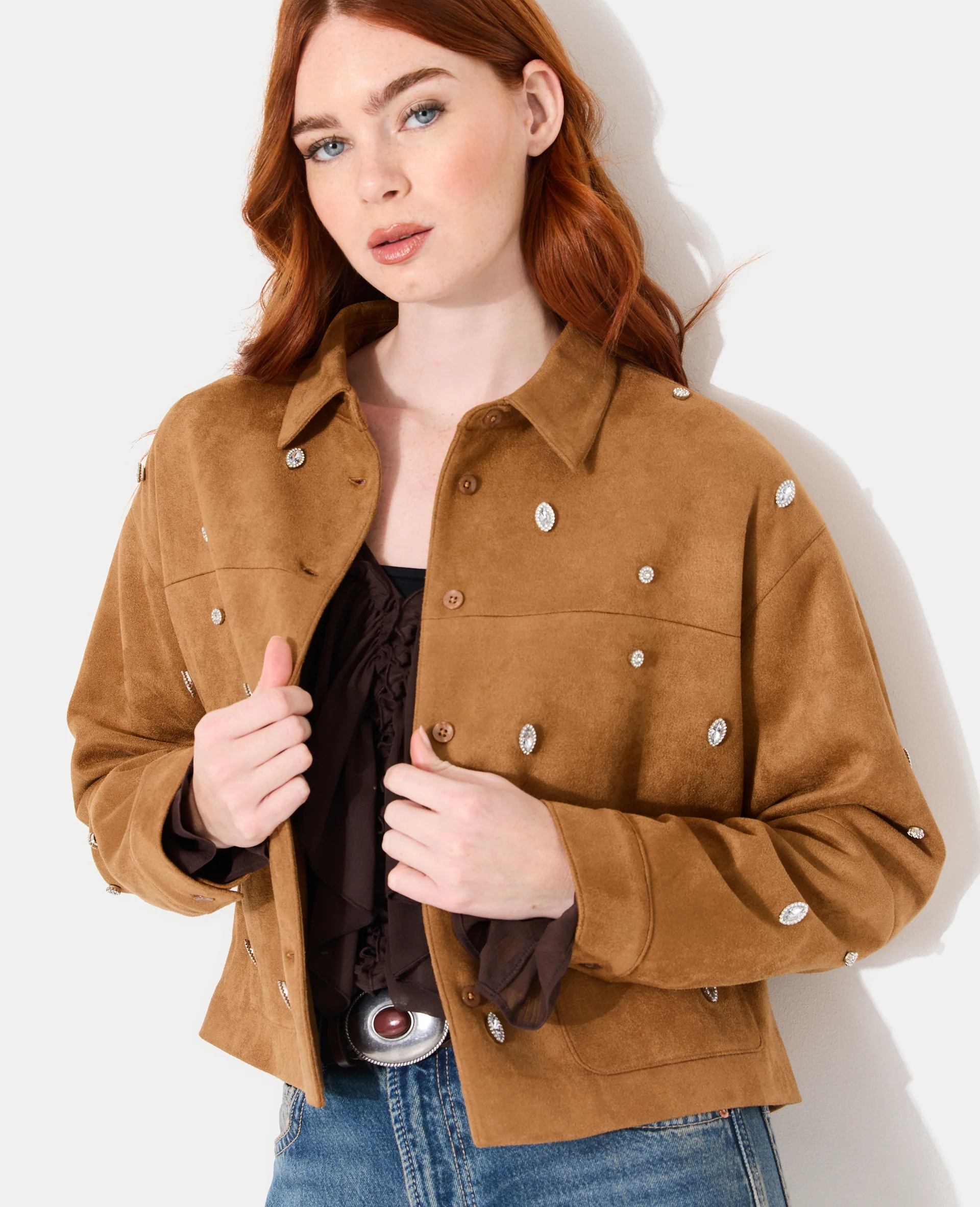 Veste en suédine avec strass