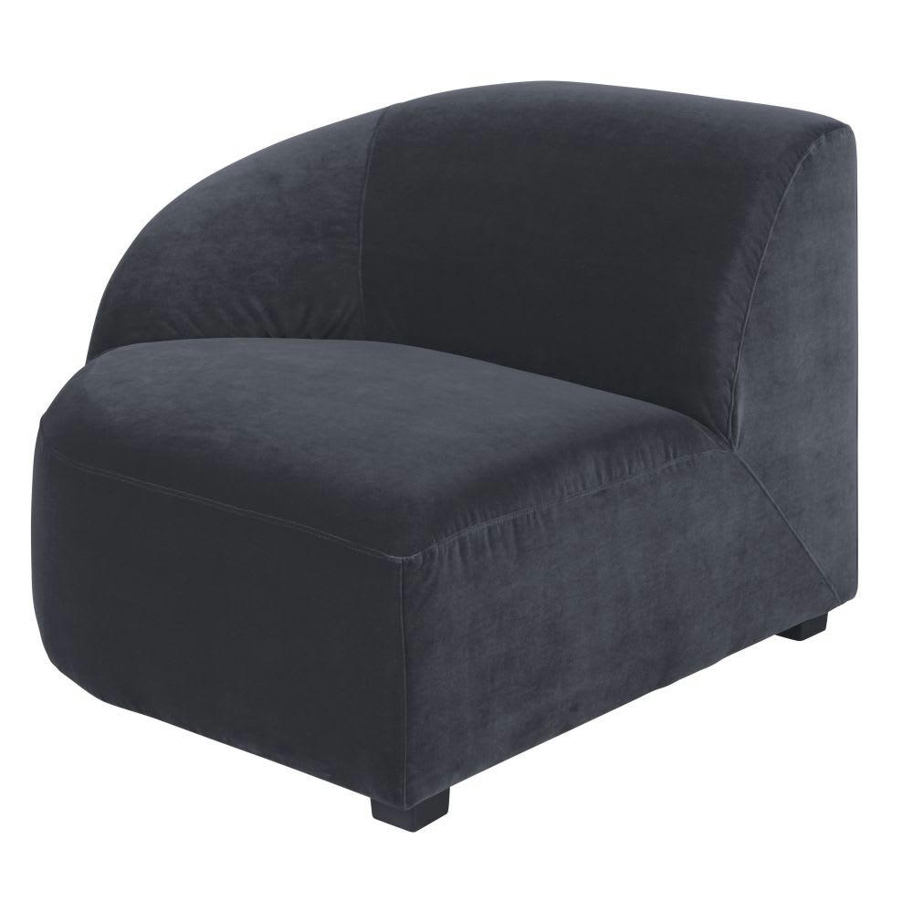 Virgile - Accoudoir gauche pour canapé modulable en velours gris anthracite