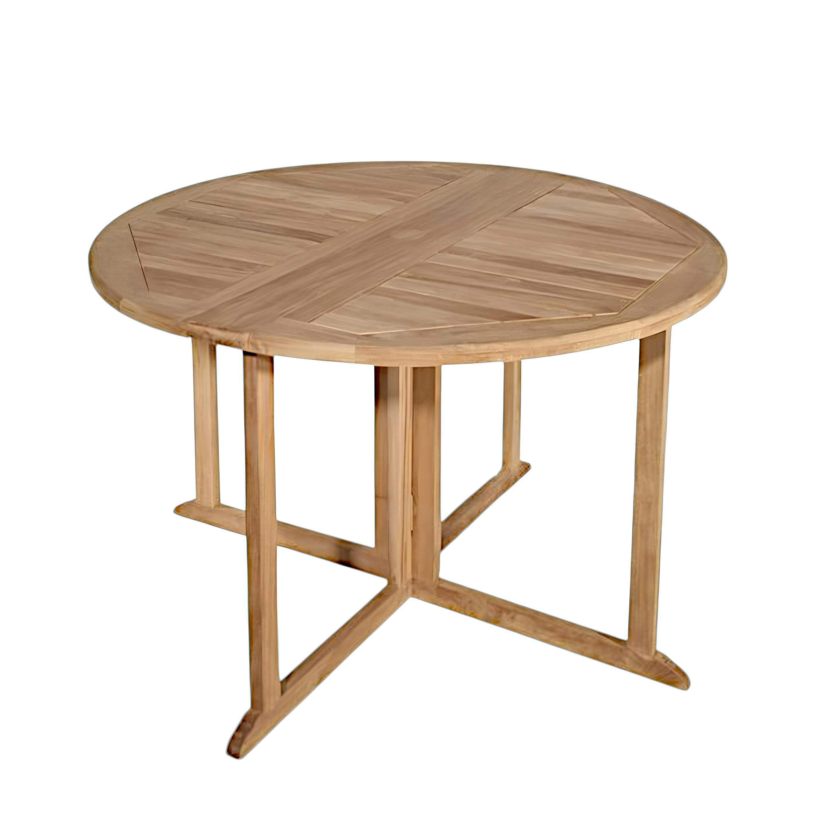 Table de jardin en Teck ronde pliante papillon 120cm SUMMER
