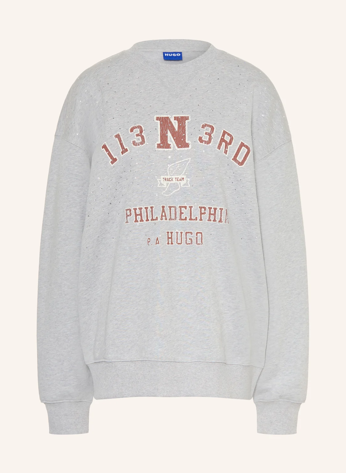 HUGO Oversized-Sweatshirt DOSTHWAITE mit Schmucksteinen