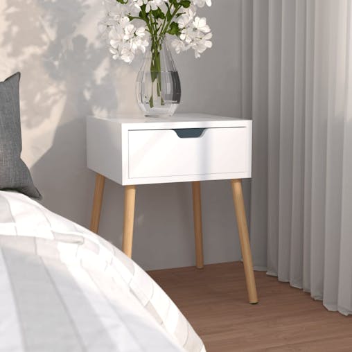 NNEVL Bedside Cabinet High Gloss White 40x40x56 cm Chipboard