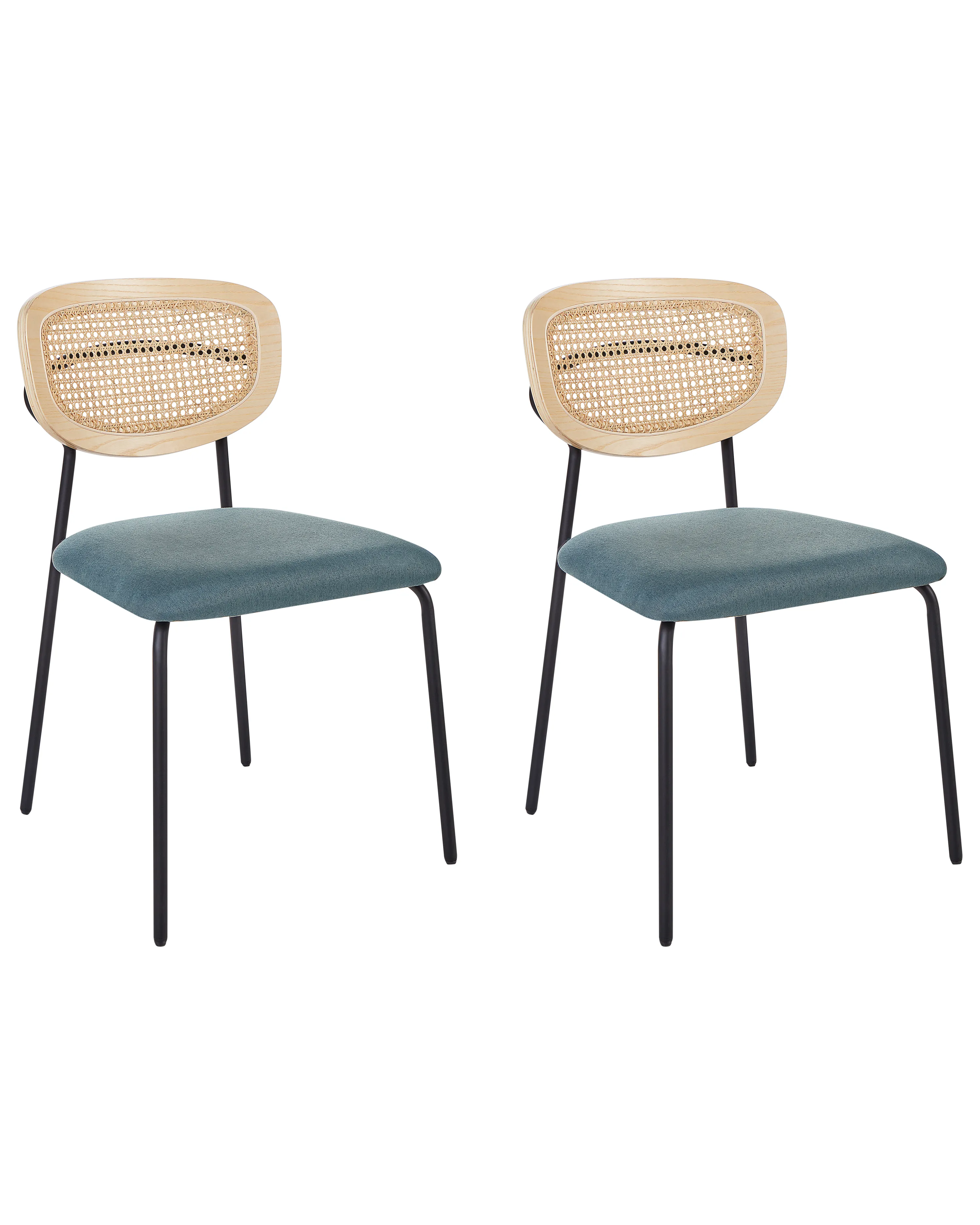 Set of 2 Bar Chairs MAYETTA Rattan Teal