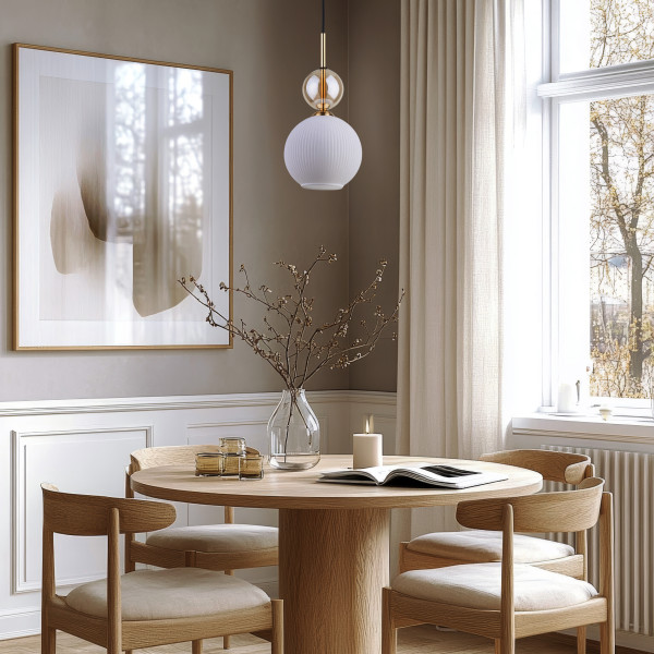 Lampa Wisząca Tk Lighting Sophia Koniakowa Kulka Biały Ryflowany Klosz