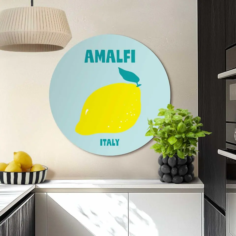 Glasschilderij Amalfi - &Oslash; 70 - Blauw