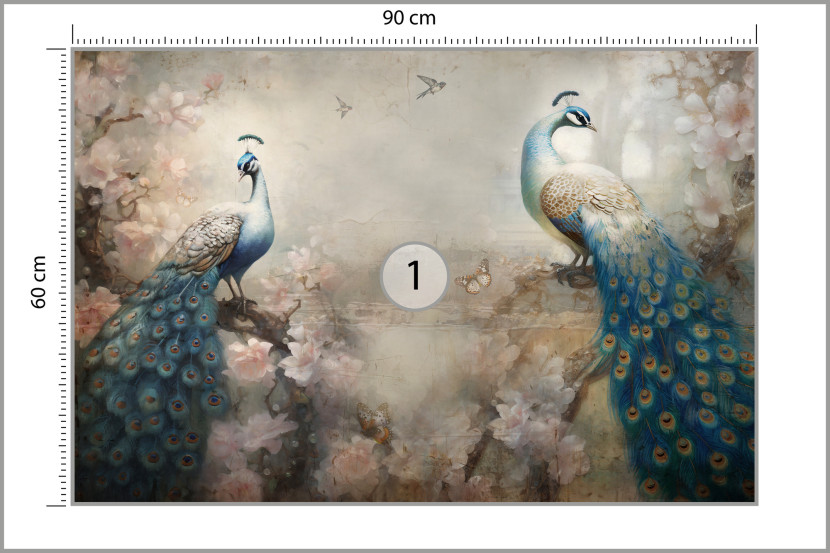 Fototapeta Pawie Beton Kwiaty Róże Vintage 90x60cm