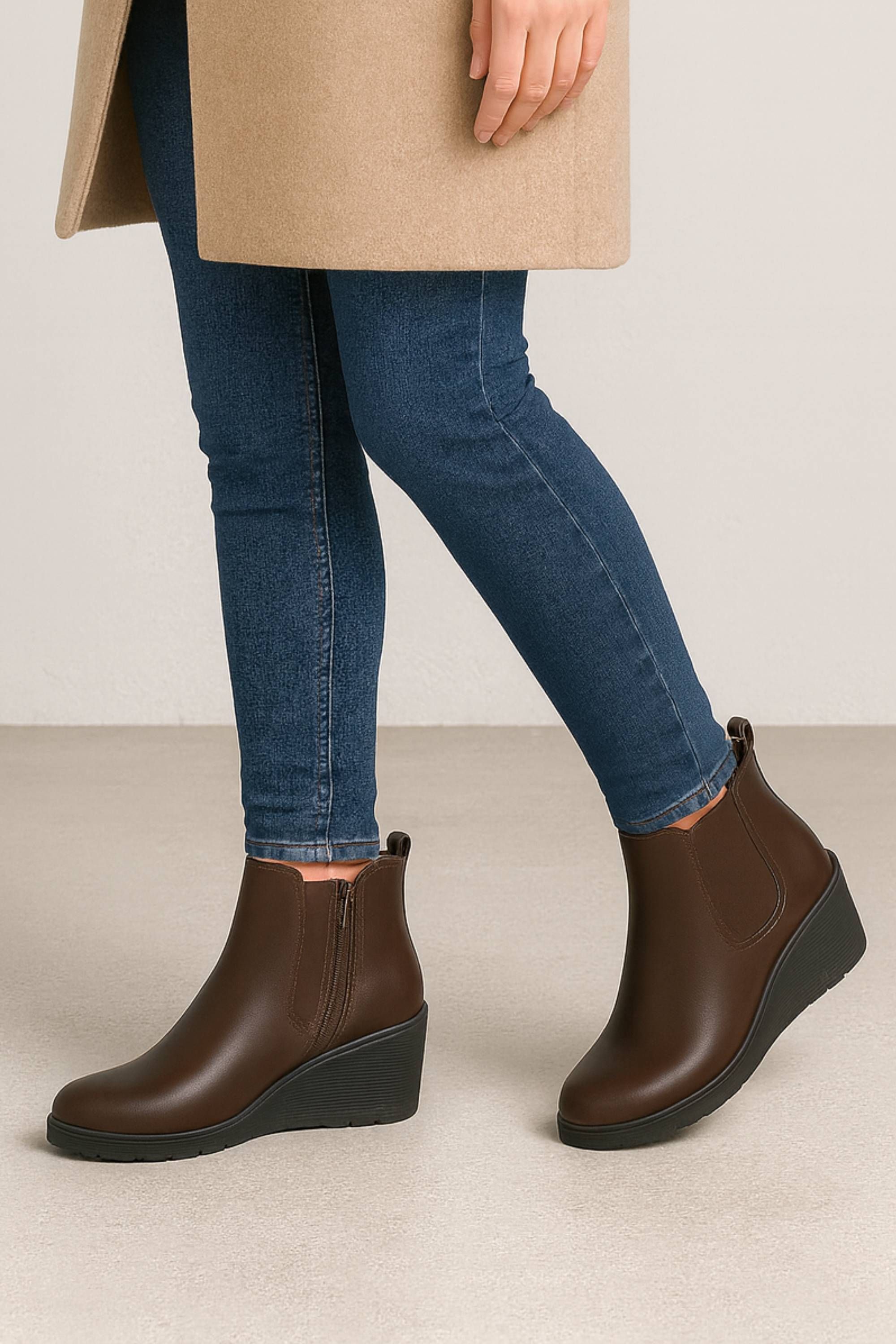 AJVANI High Wedge Heel Ankle Chelsea Boots
