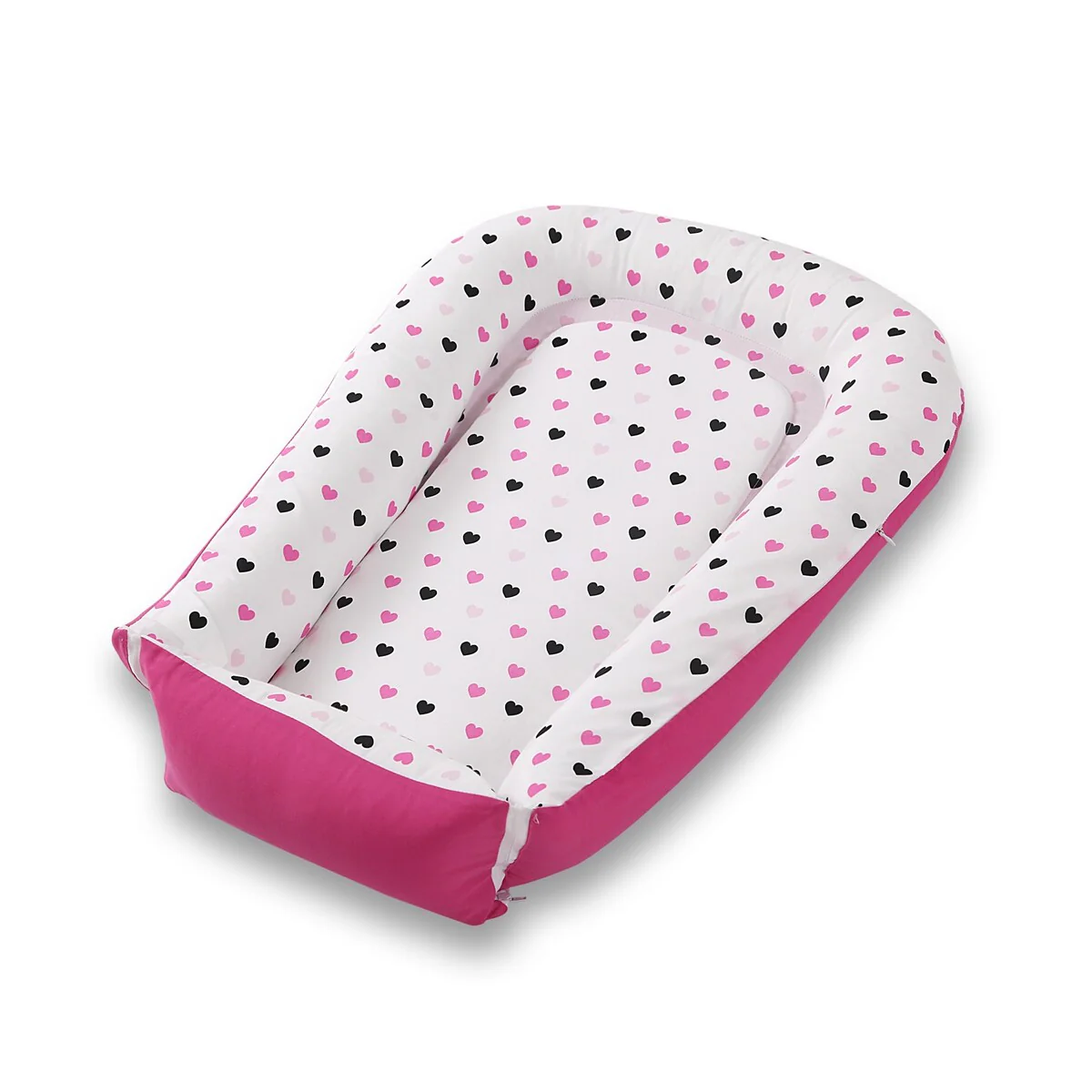 Portable Infant Bassinet Nest Bed Co-Sleeping Reversible Heart Pink