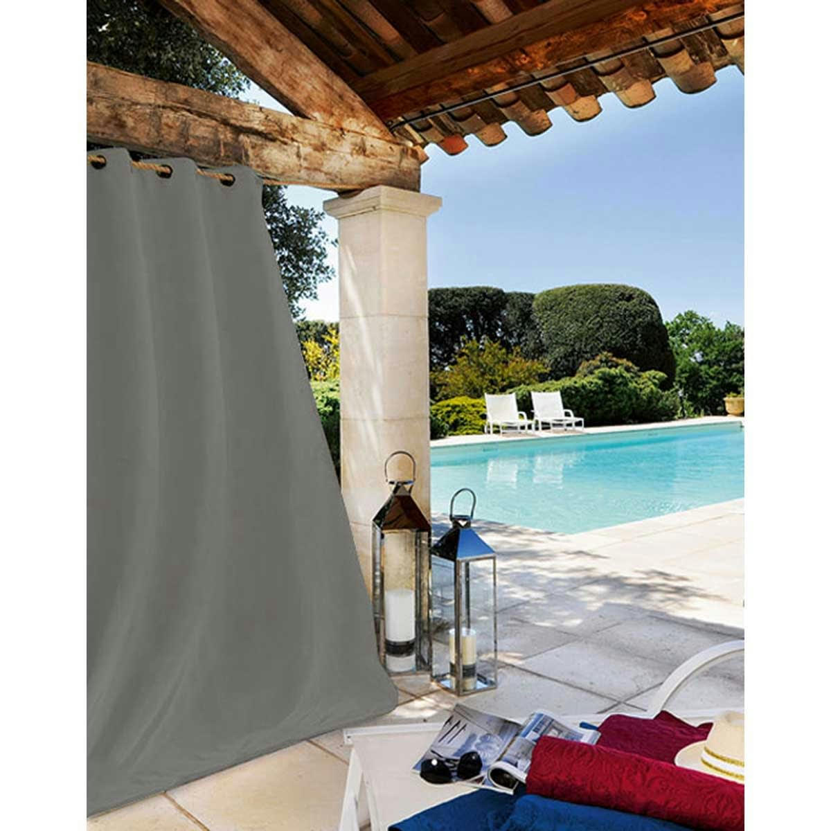 - Rideau extérieur tissu outdoor polyester gris foncé 135x240 cm