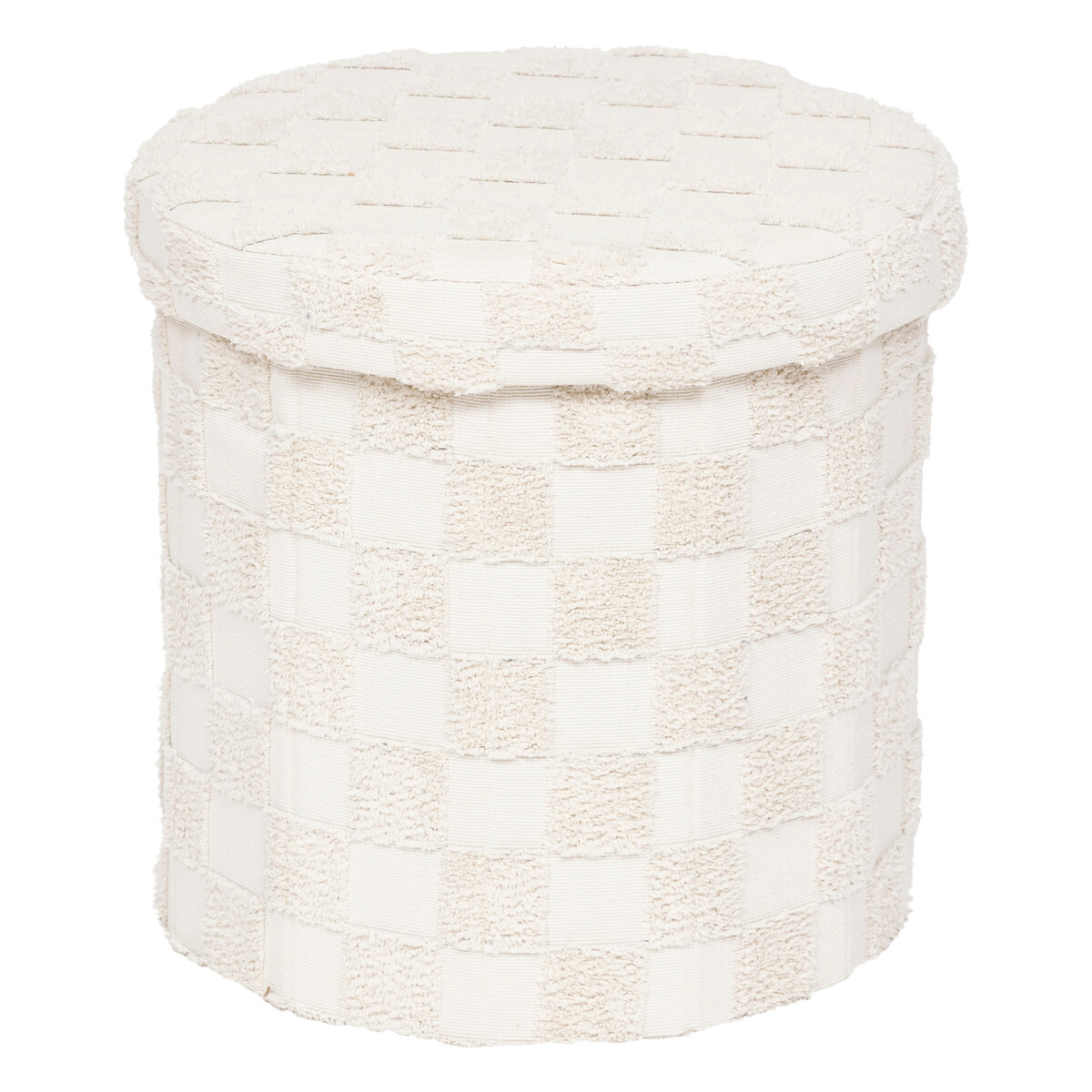 Pufe PASTI com arrumação branco em tecido D38cm