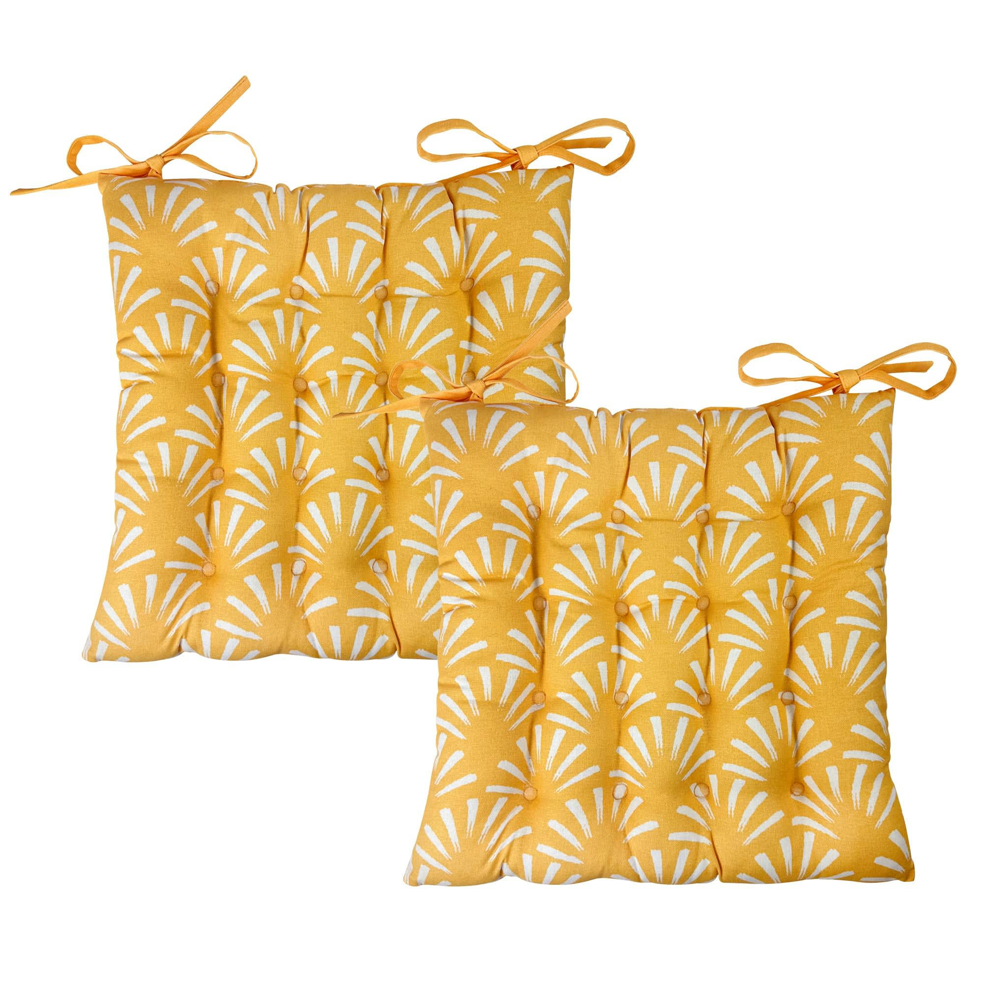 LUBERON - Lot de 2 galettes de chaise jaune 40x40 en coton