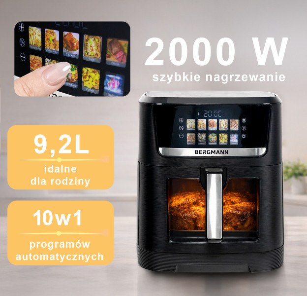 Frytkownica Beztłuszczowa 9,2L BERGMANNAirFryer 2000W 10 Programów