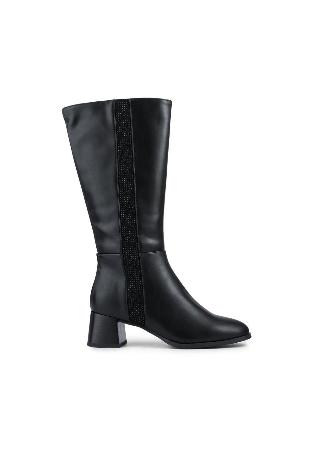 Pavers Smart Flare Heel Calf Length Boots