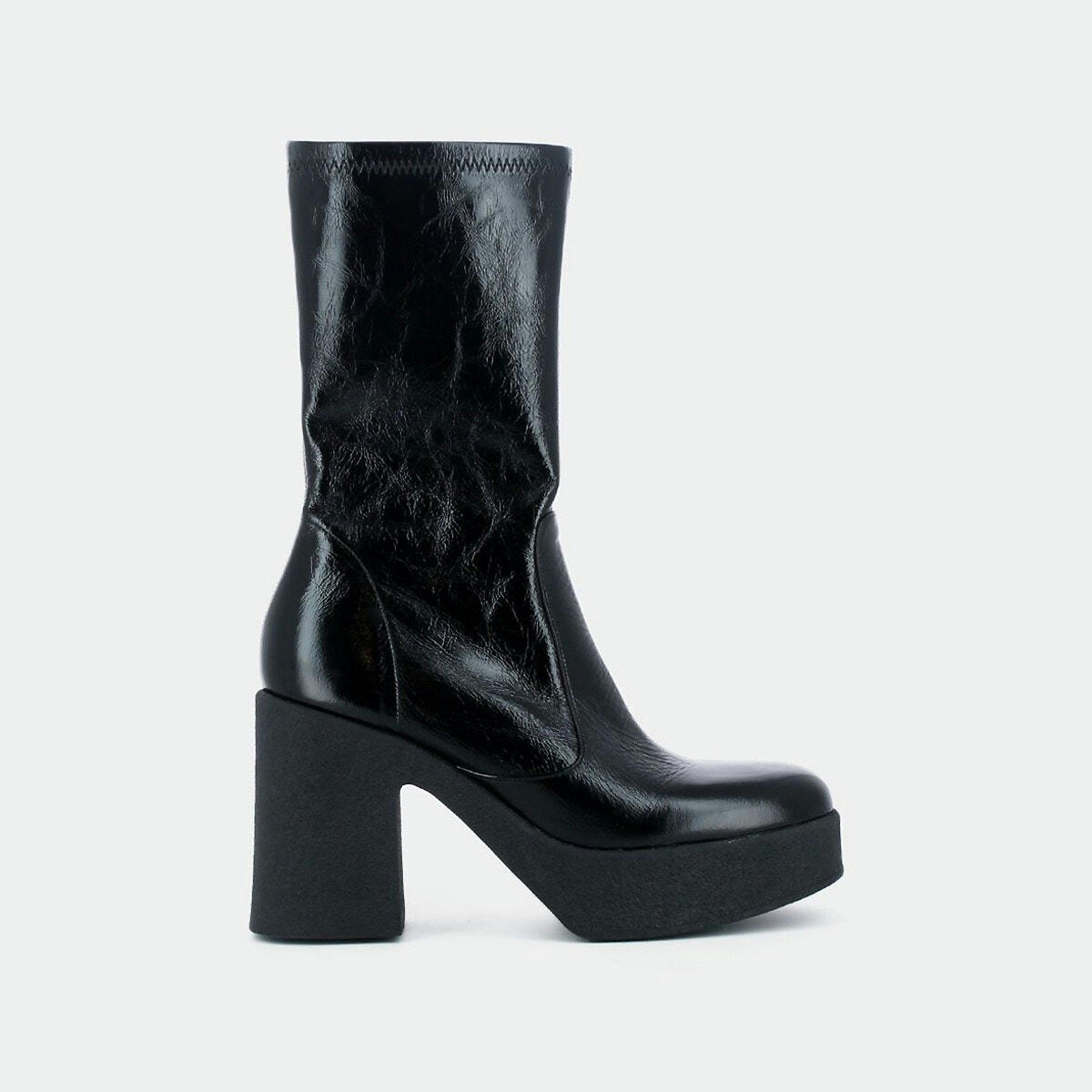 Mi-bottes en cuir vieilli Drice, plateforme