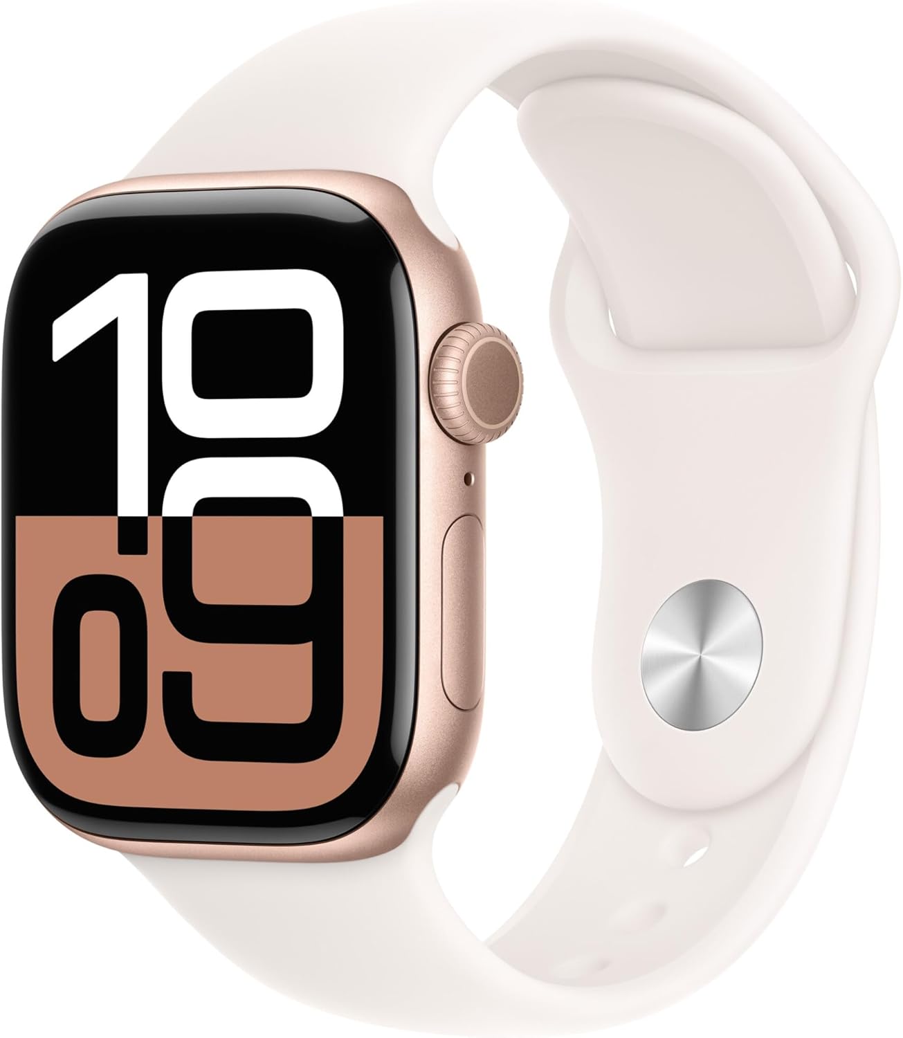 Apple Watch Series 10 [GPS + Cellular  42mm] - Rose Gold Aluminum Case with Starlight Sport Band  S/M (Renewed)
