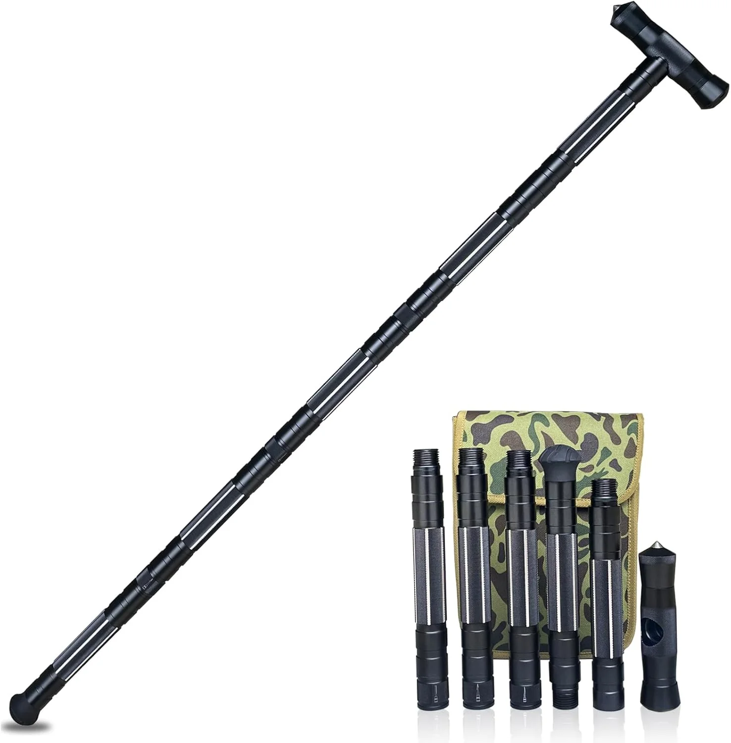 Hiking tactical stick-style walking staff, portable walking stick, hiking pole, outdoor multi-functional tool, camping equipment, suitable for both men and women to use.