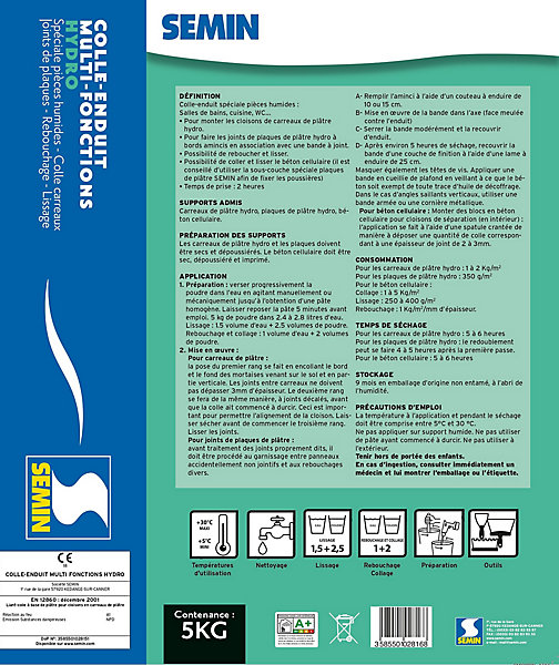 Colle-enduit multi-fonction expert hydro Semin 5kg
