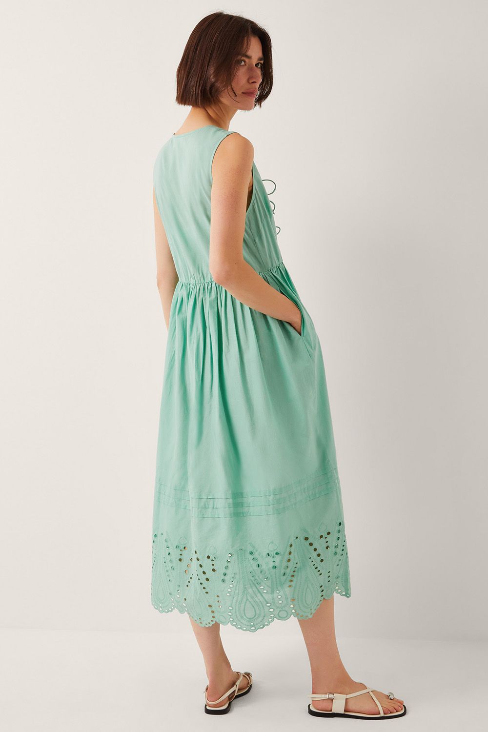 Monsoon Sadie Tie Broderie Midi Dress