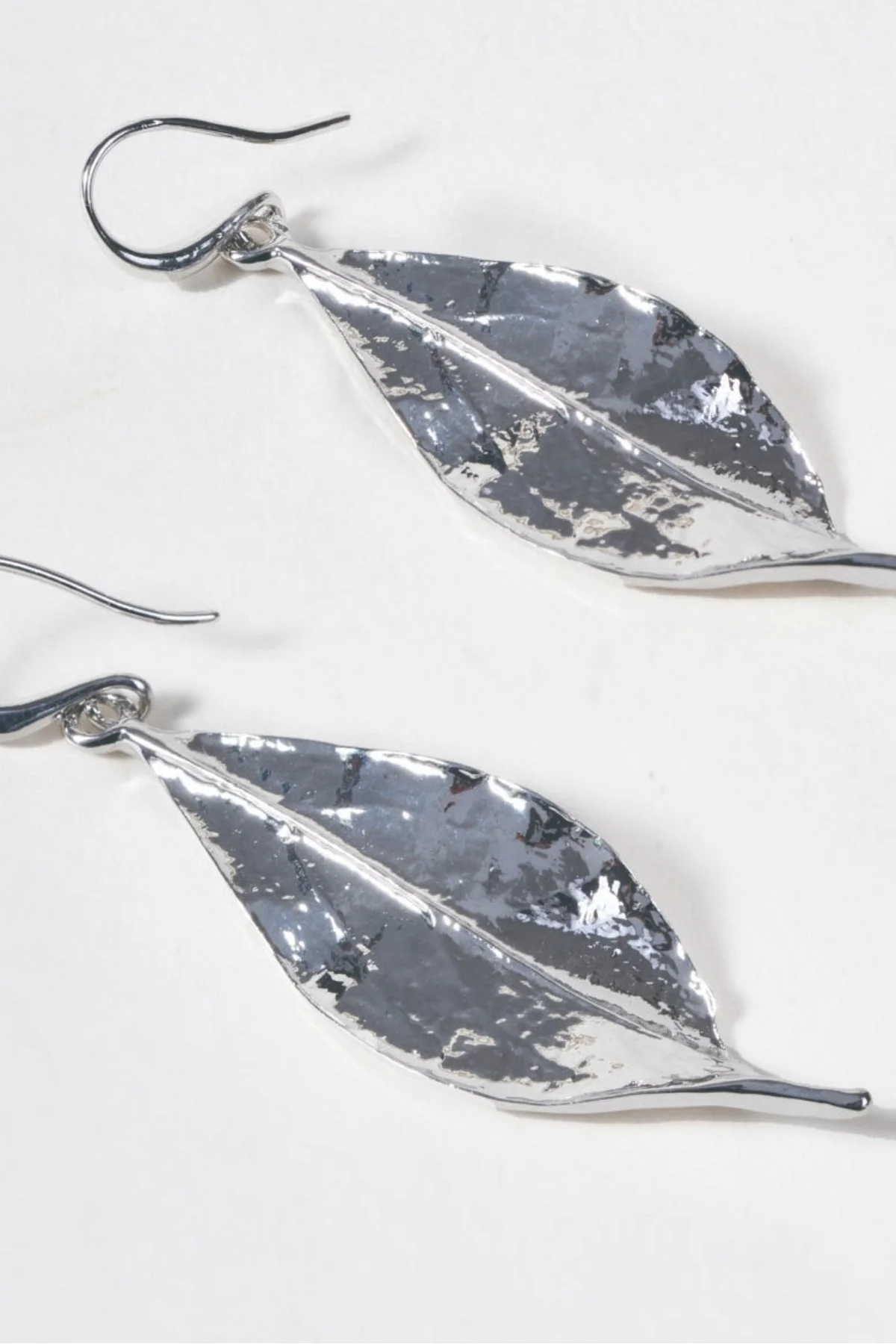 Silver Leaf Drop Earrings