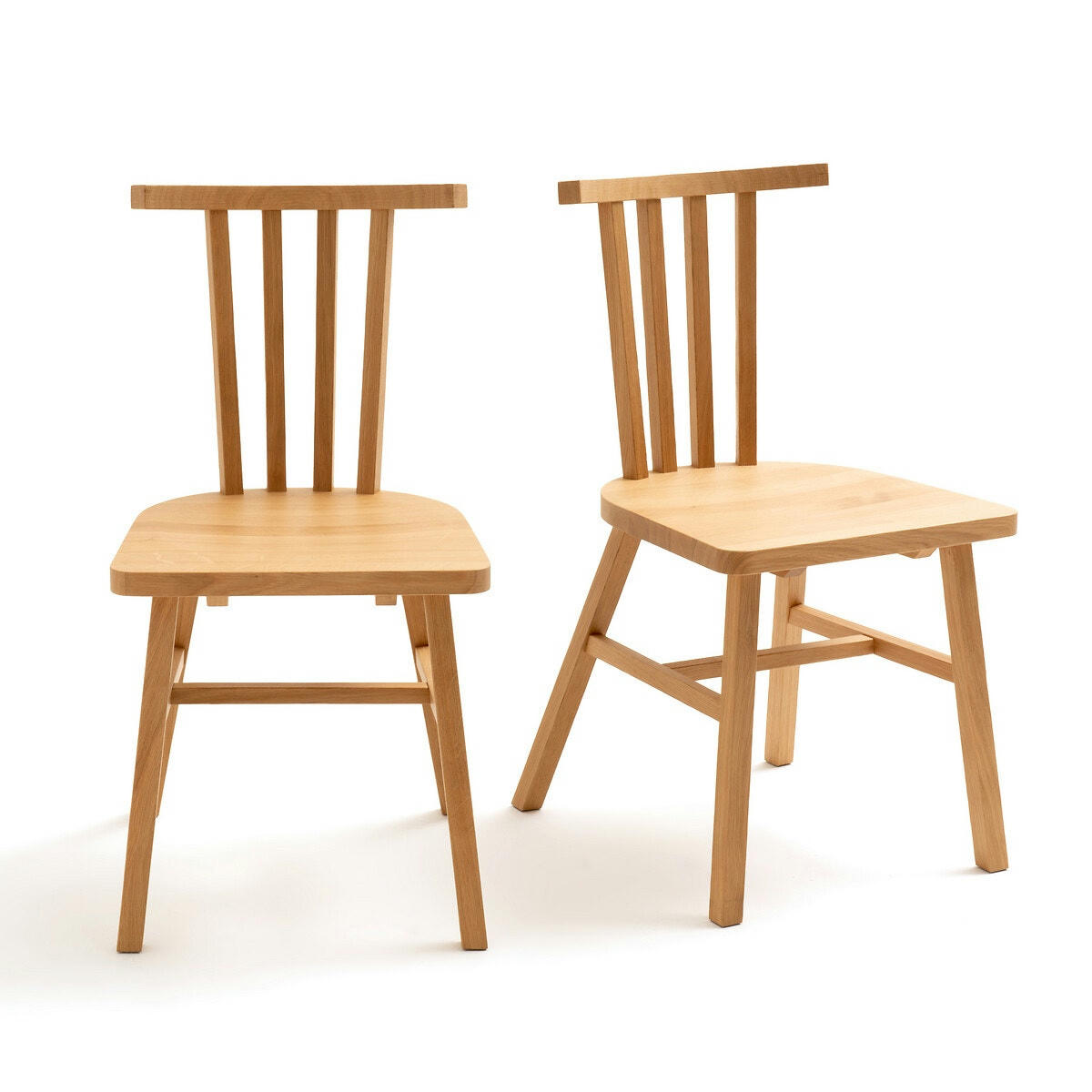 Lot de 2 chaises à barreaux chêne massif, Avalora