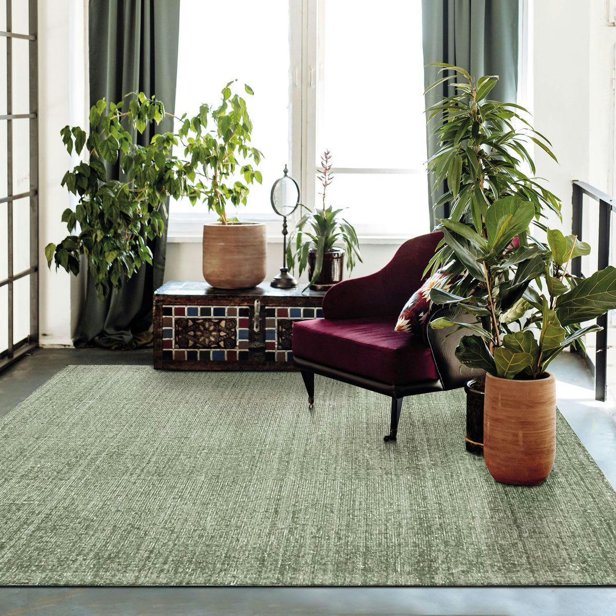 NUDE - Tapis en laine et coton vert clair 160x230
