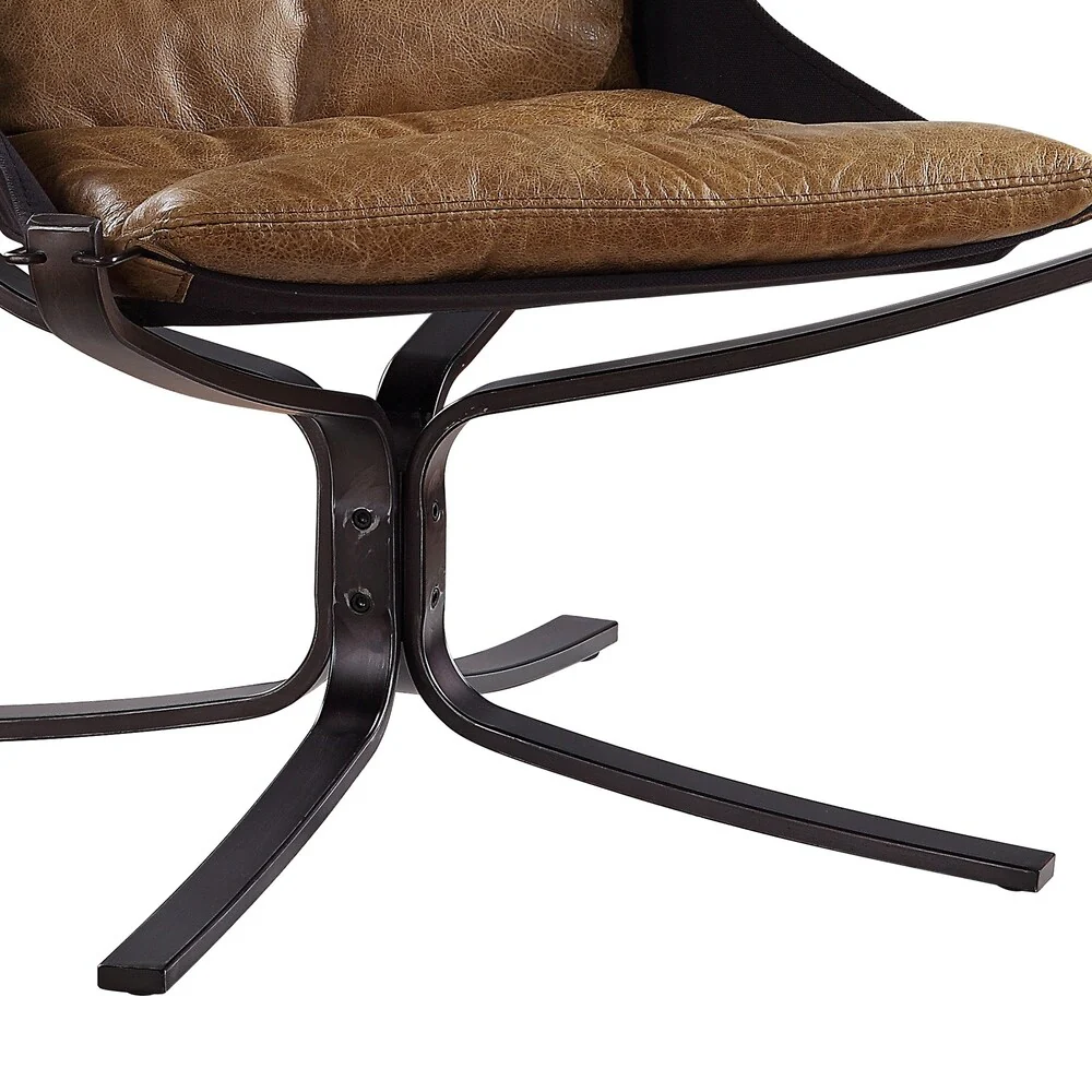 Faux Leather Upholstered Metal Frame Accent Chair with Star Base,Brown