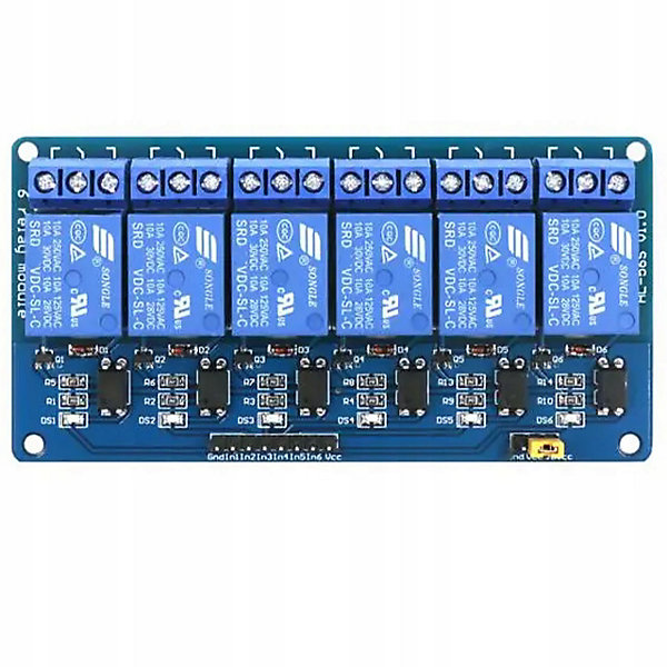 Module Relais 6 Canaux 24V - SPDT, Isolation Optique, 10A, Compatible Arduino, Compact 91x57x19 MM