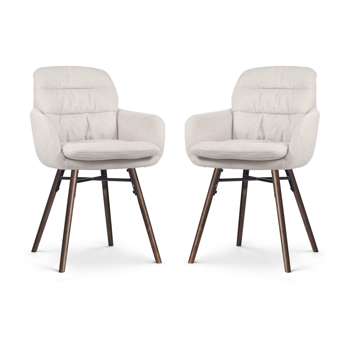 Nolon Nena-Mia Eetkamerstoelen Set van 2 - Beige - Walnoot Hout