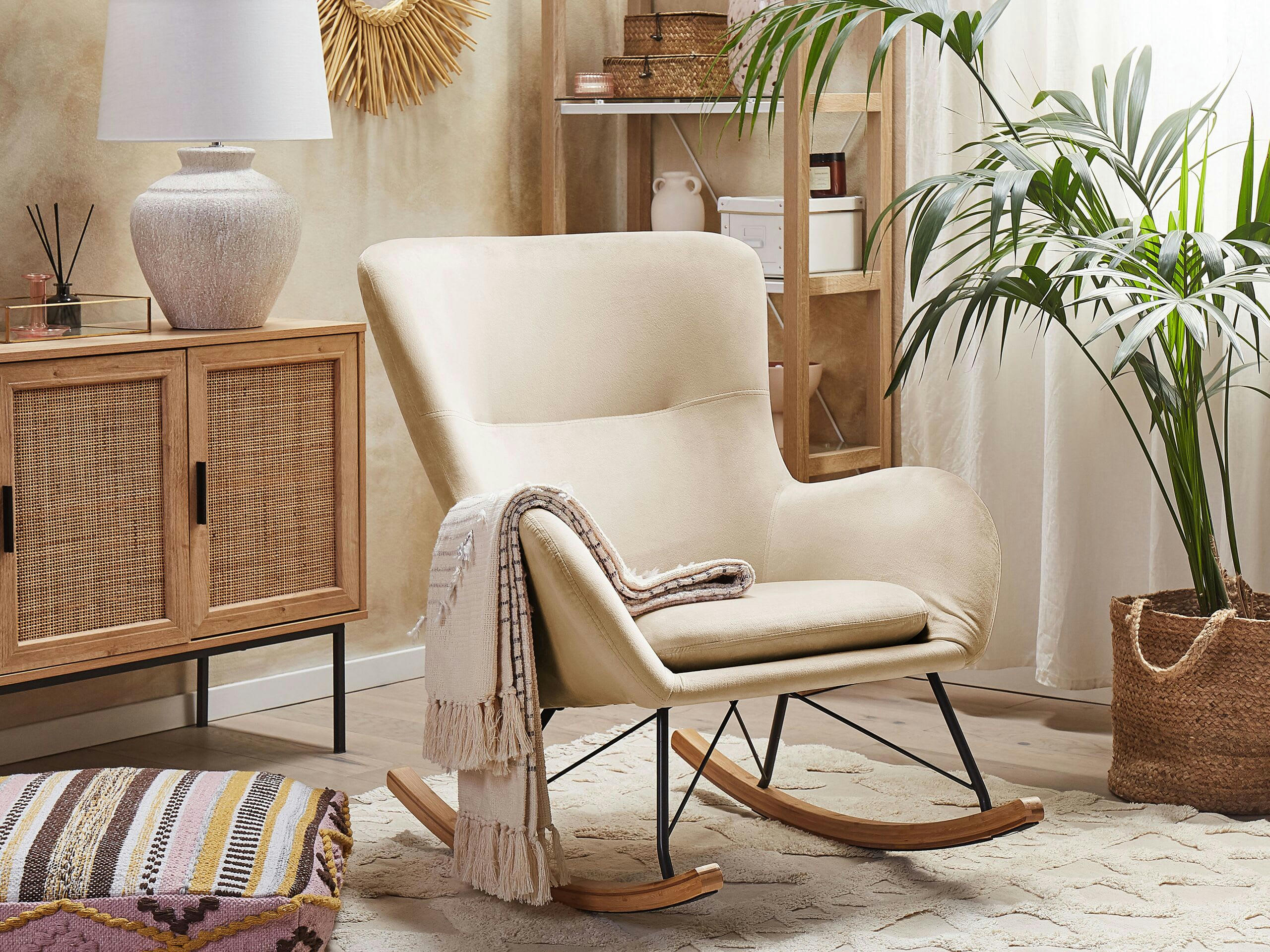 ELLAN - Chaise à bascule en velours beige