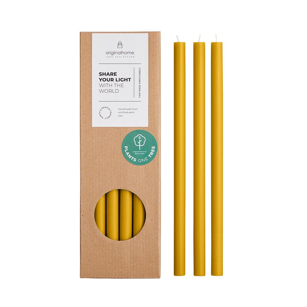 Originalhome dinerkaarsen - ø 1.3 cm - geel - set van 10