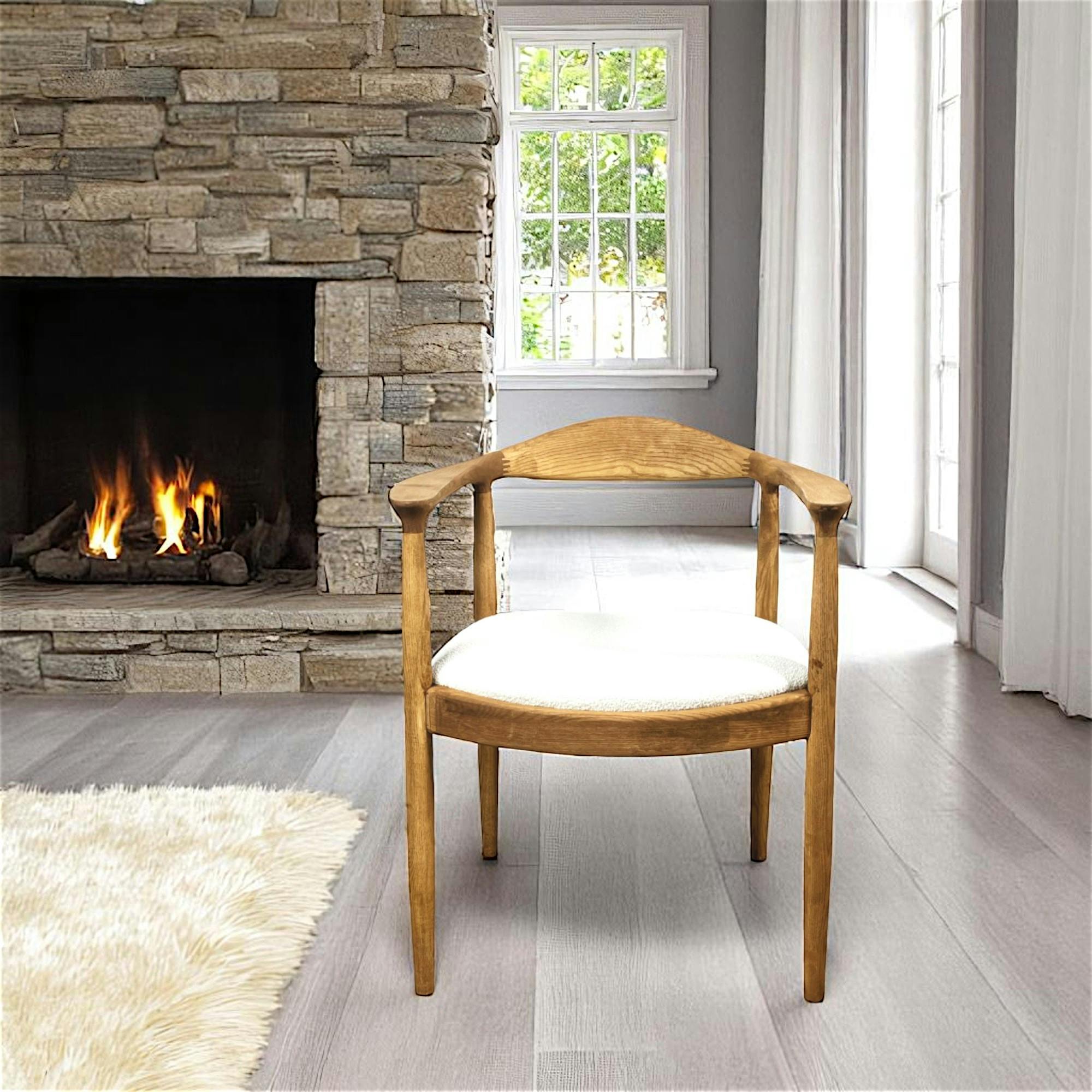 Chaise design en bouclette écrue PALERME