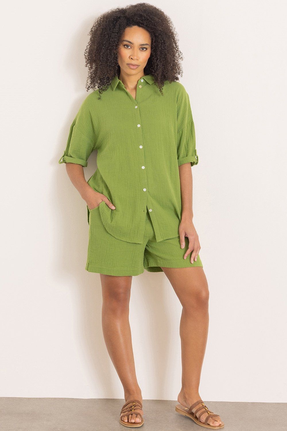 Klass. Drop Shoulder Textured Cotton Shirt