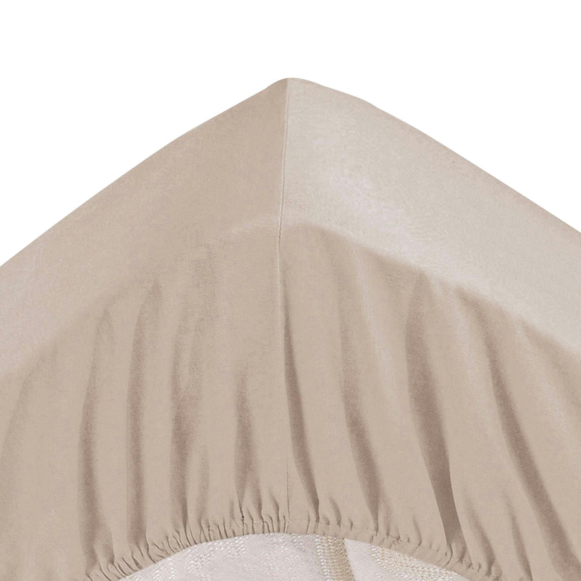 PERCALE - Drap-housse grand bonnet 90x190x32 beige sable en coton