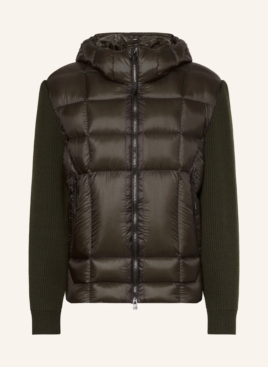 C.P. COMPANY Daunenjacke im Materialmix mit Merinowolle