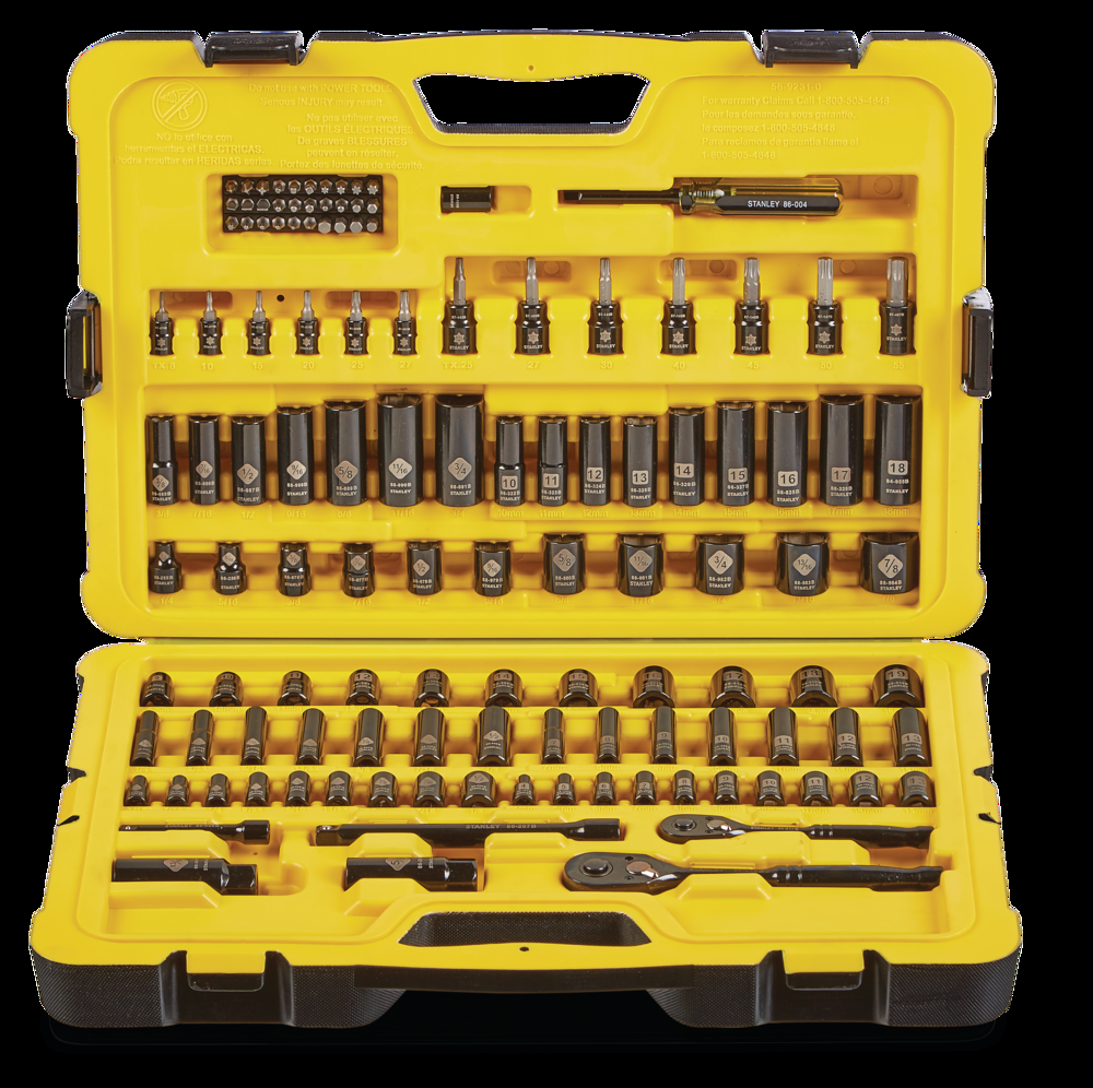 Stanley Professional Grade Black Chrome Socket Set, 122-pc, SAE/Metric