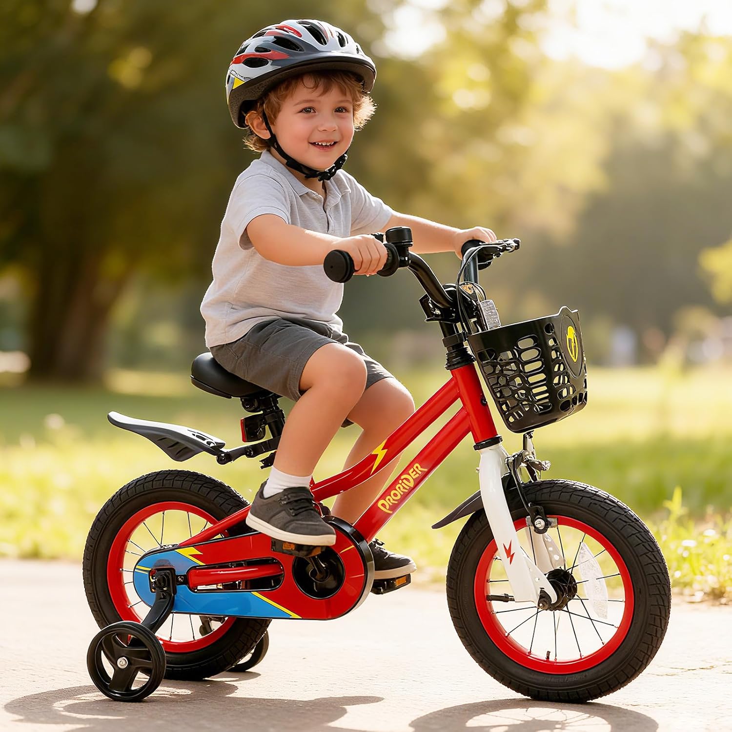 COSTWAY Kids Bike, 12 14 16 18 20 Inch Toddler Bike for Boys & Girls Aged 3-8 Years Old, Kids Bicycle w/Removable Training Wheels, Handbrake & Coaster Brake, Basket, Bell