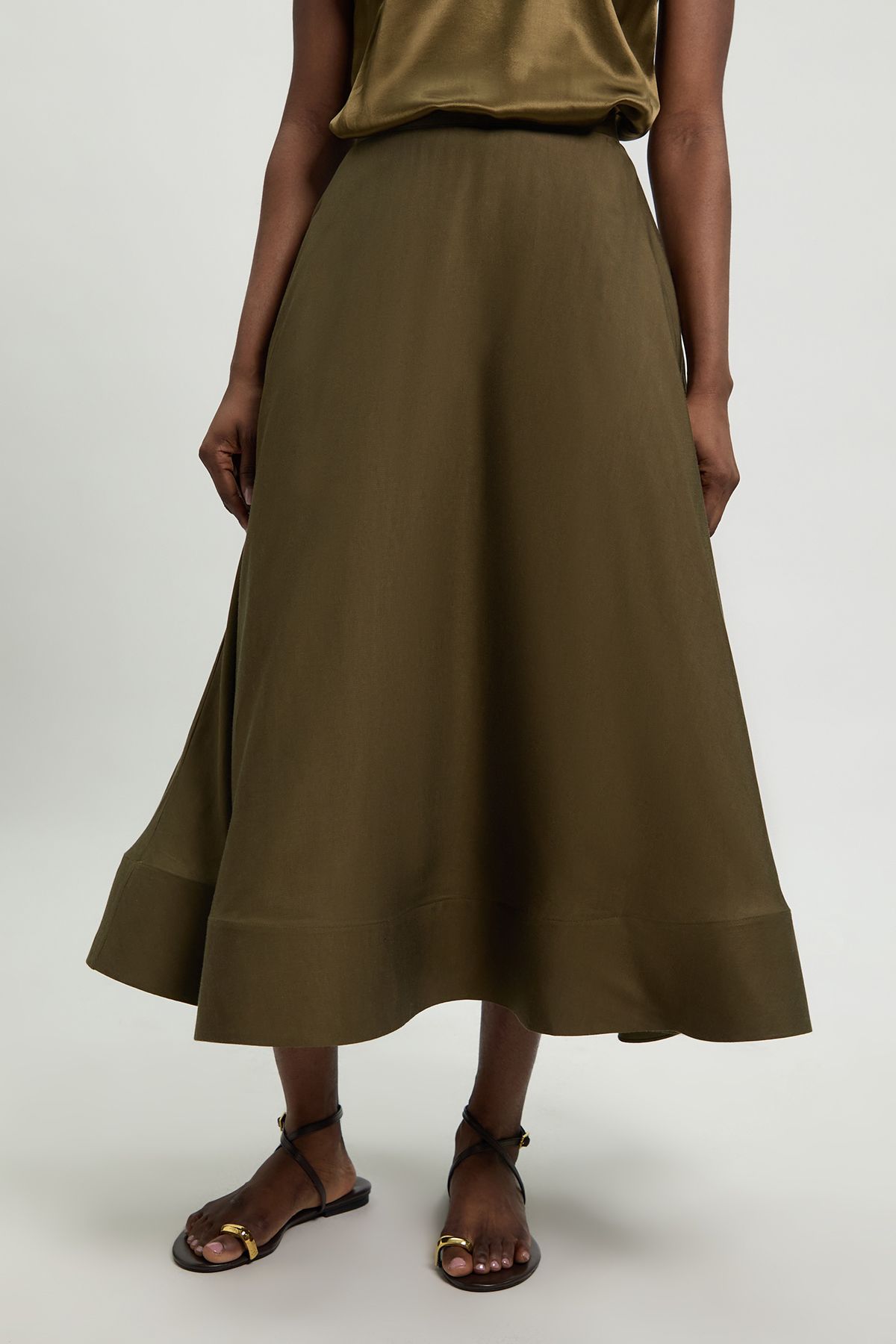 KarenMillen Petite Viscose Linen Woven Prom Skirt