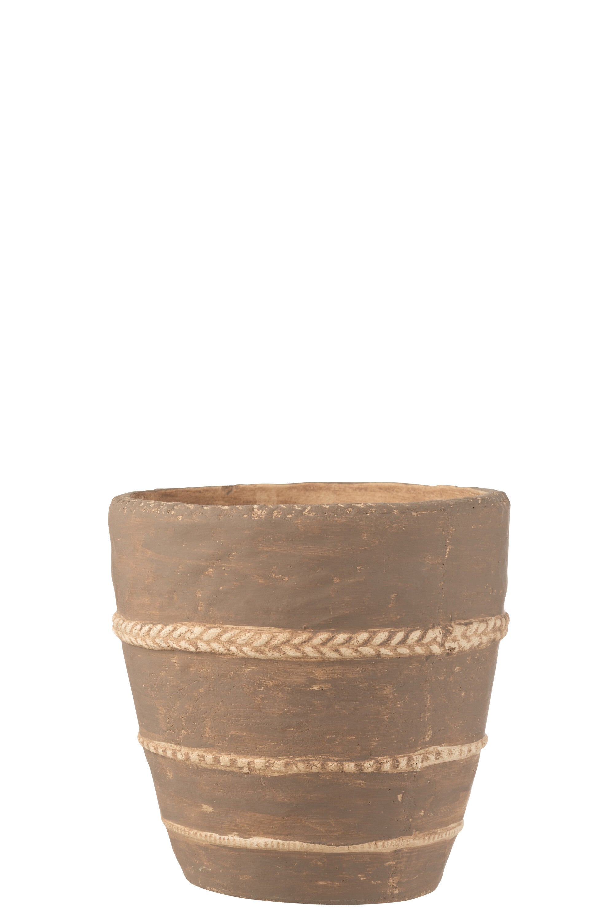 J-Line bloempot Gevlochten - cement - bruin - extra large - Ø 23.5 cm